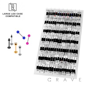 189PCS OF ASSORTED 316L SURGICAL STEEL TONGUE/ LABRET/ HORSE SHOE/ EYEBROW JEWELRY PANEL